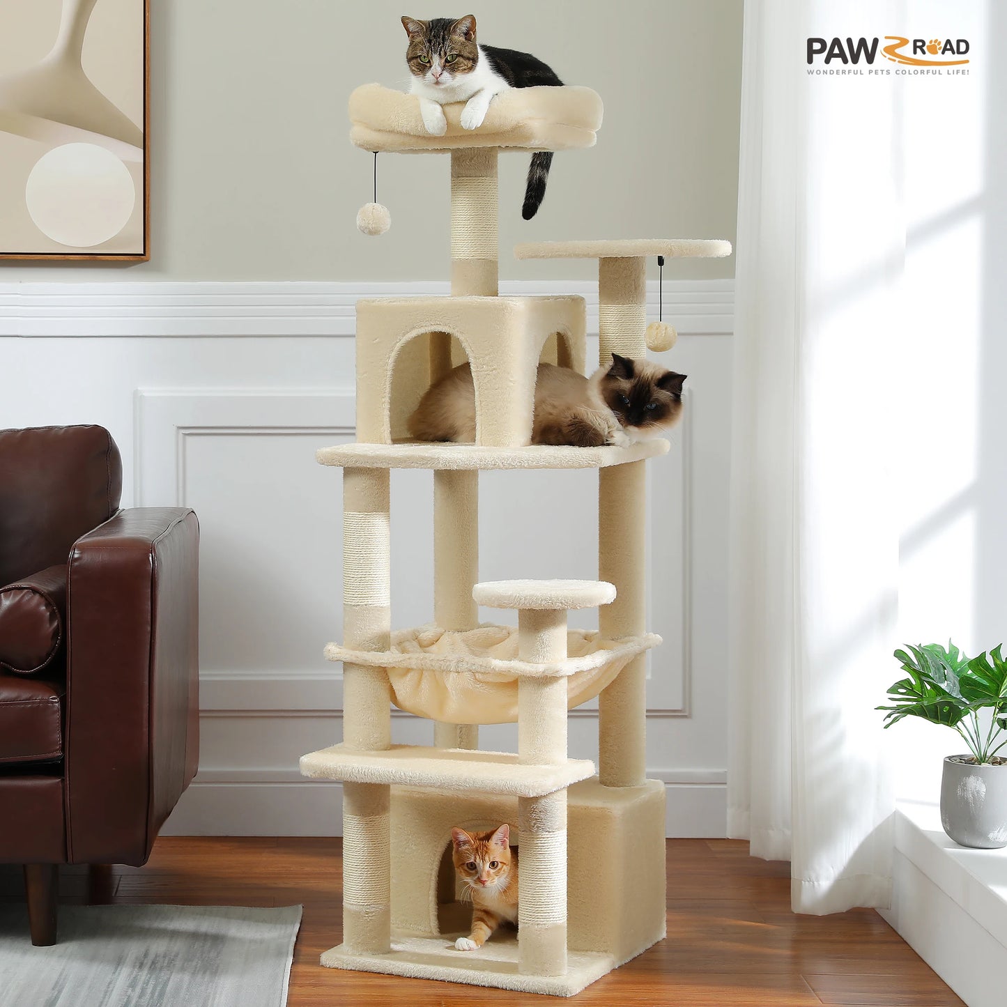 PEQULTICN 6 Level Cat Tree Tower With Joyful Pompom