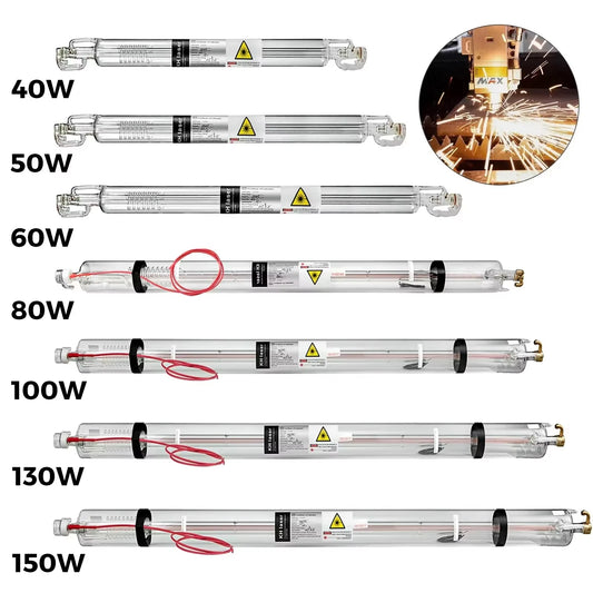 VEVOR CO2 Laser Tube 40W 50W 60W 80W 100W 130W 150W 700mm to 1830mm Length Glass 80mm Dia Long Service Life For Laser Machine