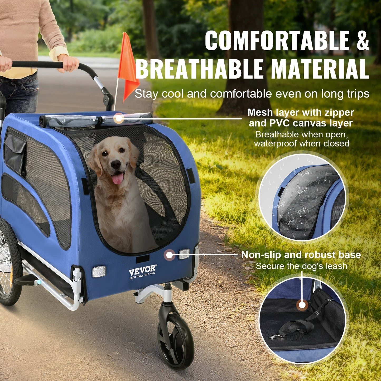 SucceBuy 2-In-1 Dog Bike Trailer Stroller Carrier For Travel With Wheels