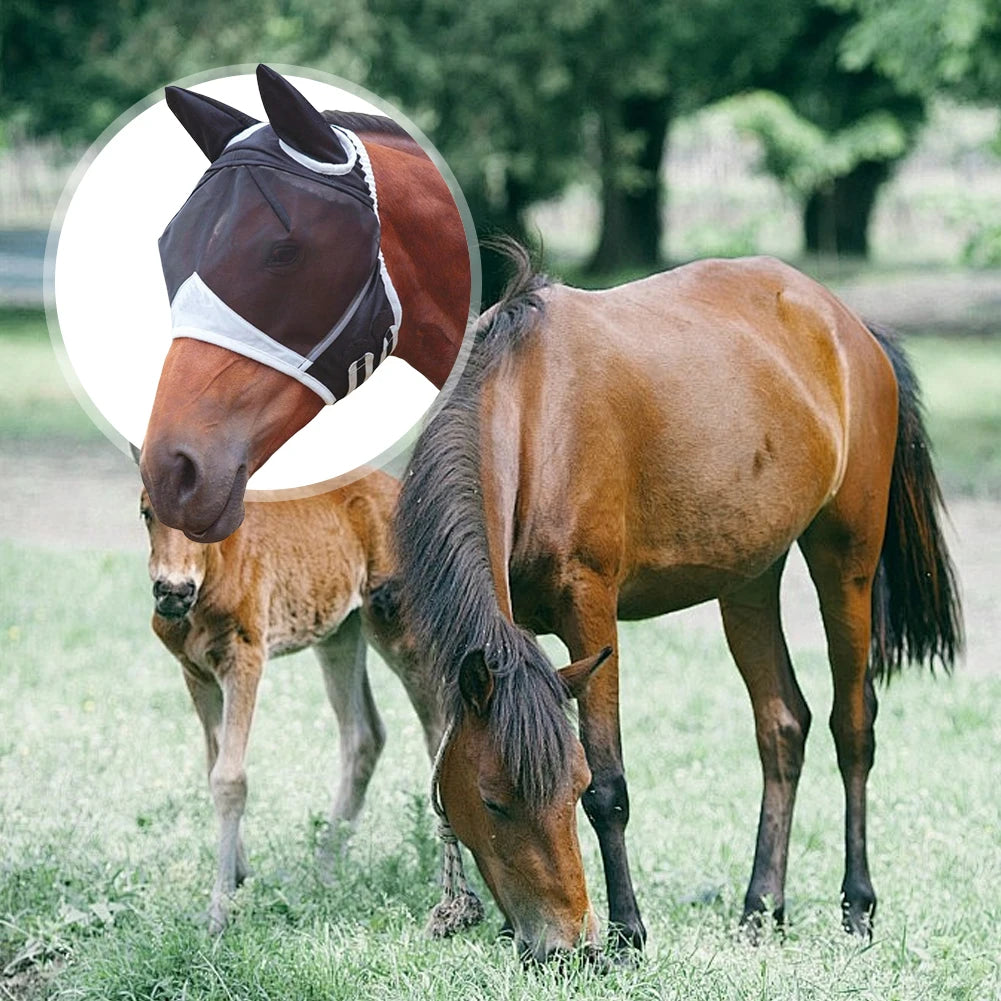 Shunmaii Breathable Horse Eye Shield Mesh Fly Mask for Horses