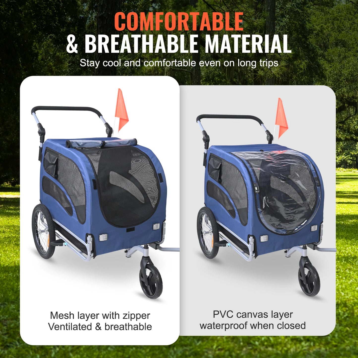 SucceBuy 100 Lbs 2 in 1 Dog Bike Trailer and Pet Stroller Carrier