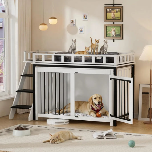 ANGDUO Loft Style Dog Crate Furniture With Double Doors