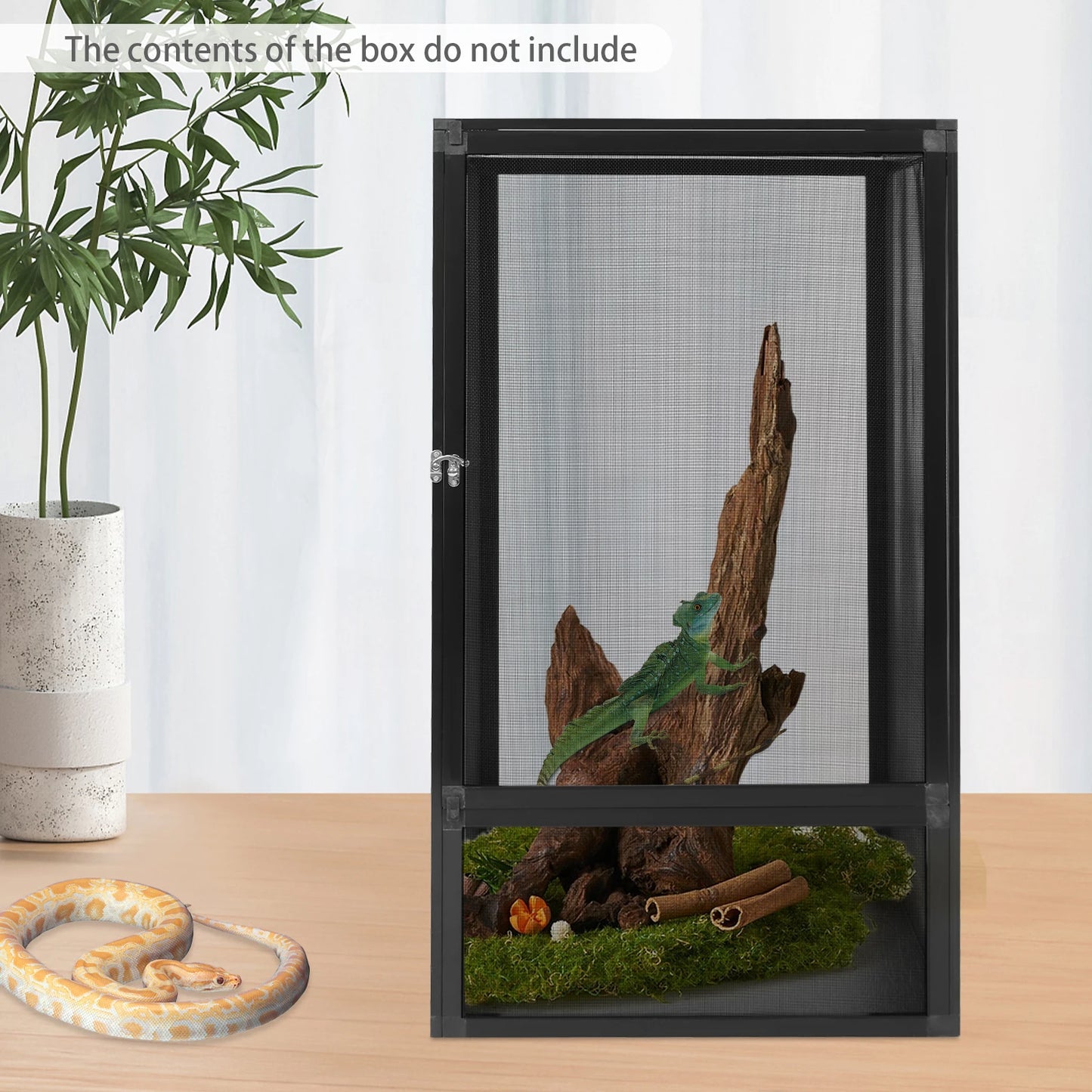 Bymaocar Reptile Terrarium With Aluminum Frame And Mesh Ventilation