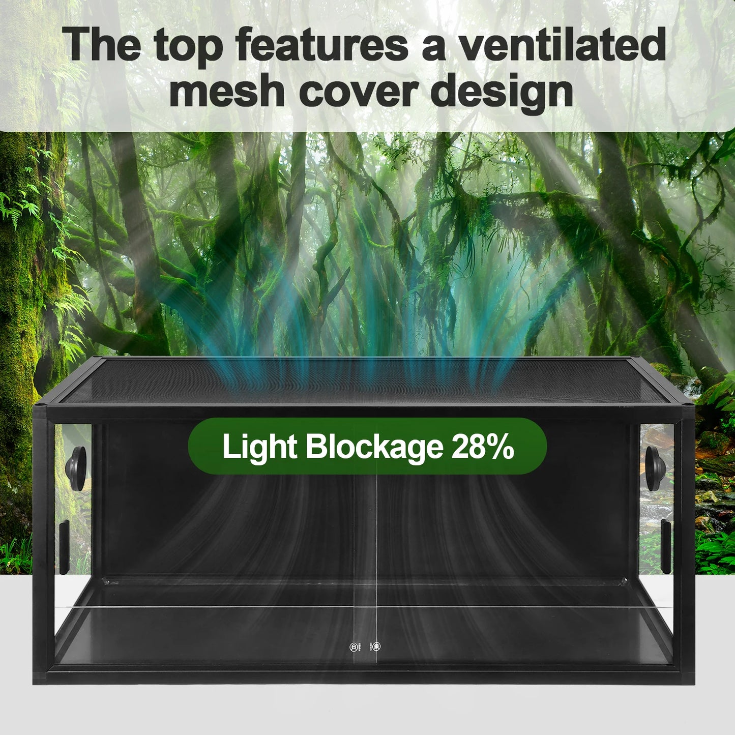 Long Tank Reptile Terrarium Front Opening Terrarium 47.24x23.62x17.72inch with Sliding Door & Mesh Top for Bearded Dragon,Gecko