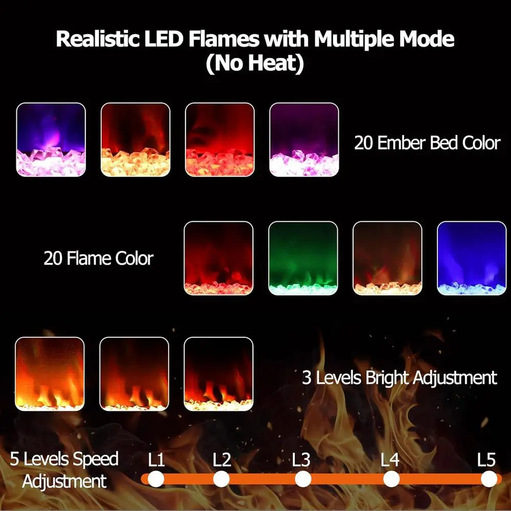 Modern Glass Doors Aquarium Stand With LED Flame Lights