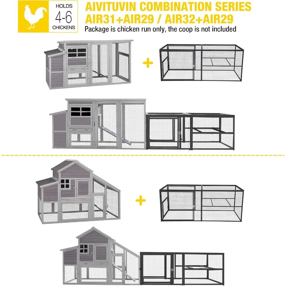 Chicken Coop Run Extension With Perches And Detachable Door