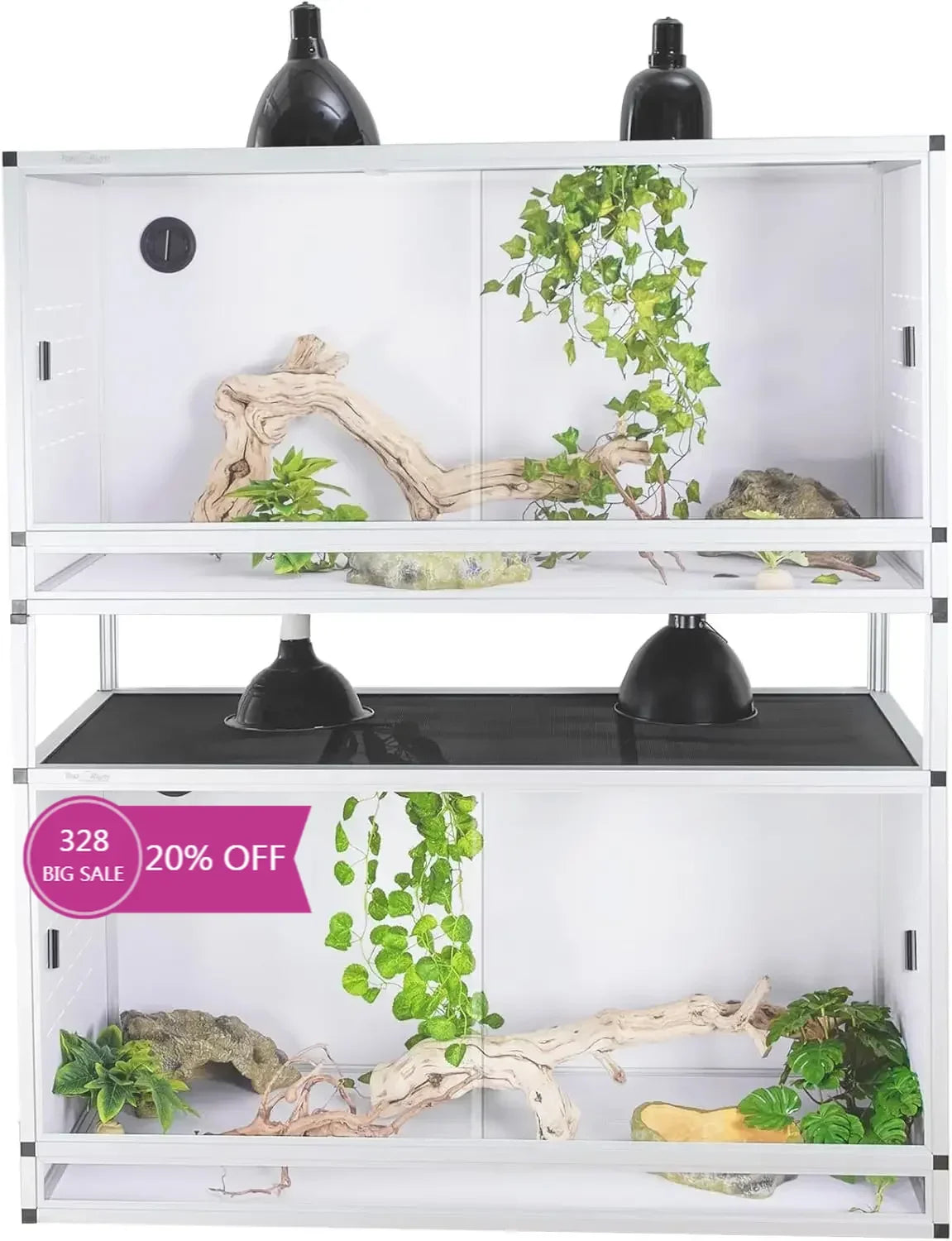 PVC Reptile Enclosure Bearded Dragon Terrarium Habitat Tank