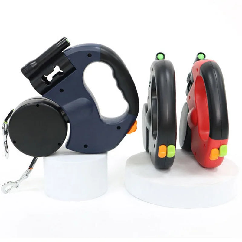 NONECN 3in1 Retractable Dog Leash With Flashlight And Bag Dispenser