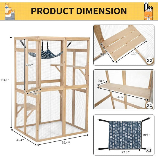 Closure Wooden Outdoor Cat Enclosure With Window Access